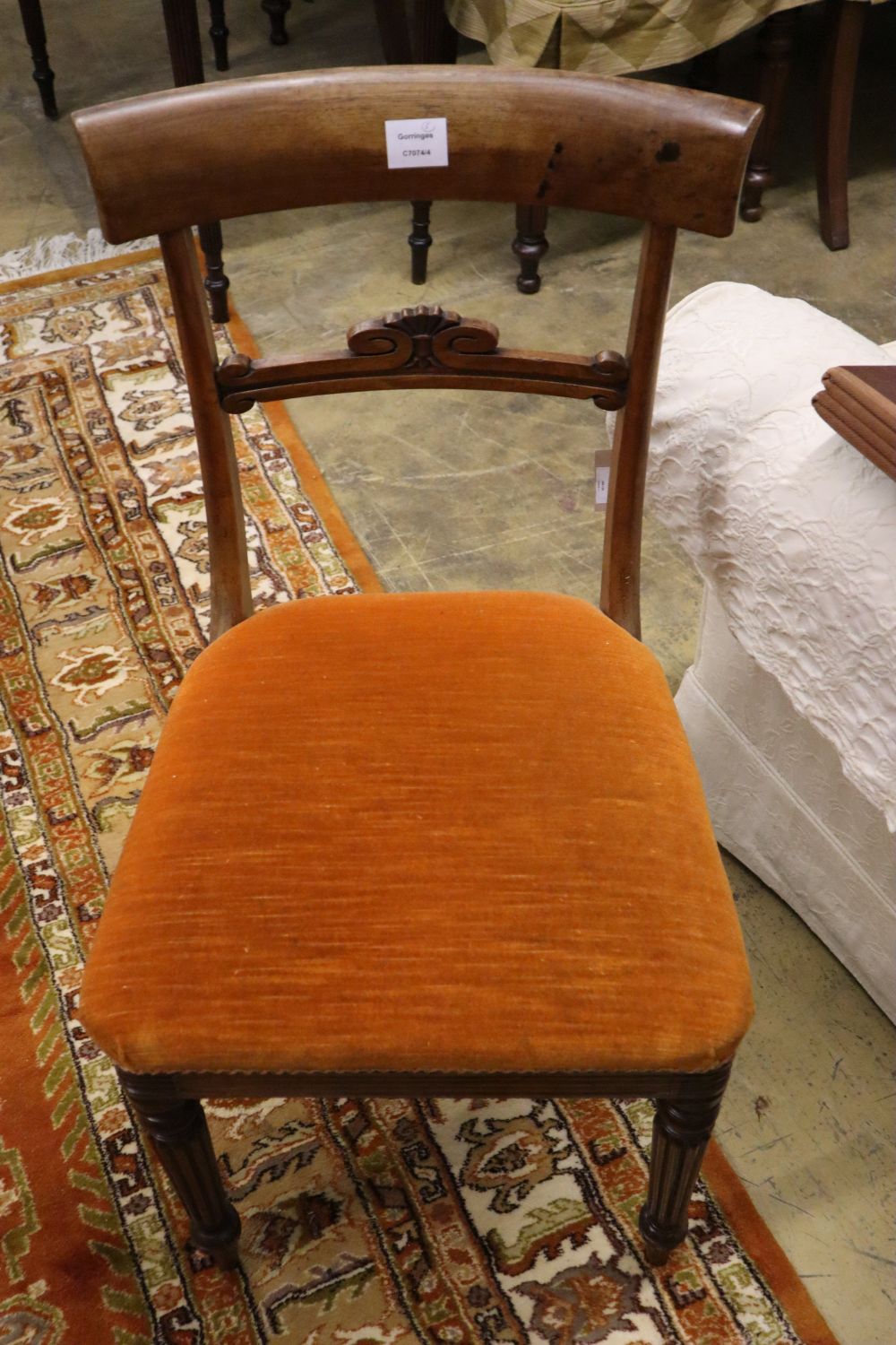 Four Regency mahogany dining chairs and a similar elbow chair (5)